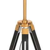  Podna svjetiljka s tronošcem crno-zlatna od tikovine 141 cm | shoptok.hr