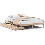 Maison Chic Posteljni okvir - Dvoposteljna postelja - Zakonska postelja brez vzmetnice 140x190 cm trdna borovina-J10709, (21760956) | Shoptok.si