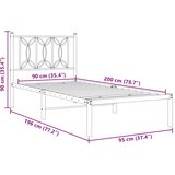  Metalni okvir za krevet s uzglavljem crni 90x200 cm | shoptok.hr