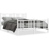 Metalni okvir kreveta uzglavlje i podnožje bijeli 150 x 200 cm | shoptok.hr