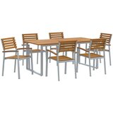  7-dijelni set za blagovanje u vrtu od čvrstog drva akacije i metala | shoptok.hr