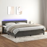 Krevet box spring s madracem LED tamnosivi 200x200 cm baršun | Eponuda.com