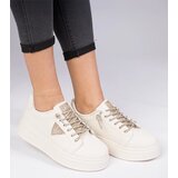 Gemre Beige sneakers with gold rhinestones Treysi | shoptok.hr