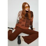 Koton Women's Brown Patterned Sweater Cene