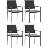  Vrtne stolice s jastucima 4 kom crne 54x62,5x89 cm poliratan | Eponuda.ba