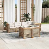  7-dijelni set vrtnih sofa od poliratana s jastucima bež 63.5 x 63.5 x 62 cm | Shoptok.si