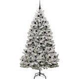 vidaXL Umestno božično drevo Zelena in Bela 210 cm PVC in kovina | Shoptok.si