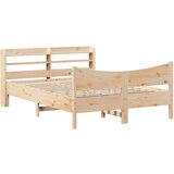 Maison Chic Posteljni okvir - Dvoposteljna postelja - Zakonska postelja z vzglavjem 140x200 cm trdna borovina, (21692727) | Shoptok.si