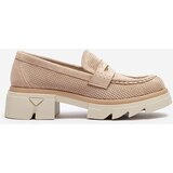 Resti Light brown women's openwork moccasins on a solid sole Ejina - Footwear | Shoptok.si