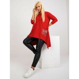 Fashion Hunters Red long blouse of larger size with 3/4 sleeves Cene