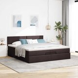  Otomanski krevet s madracem tamnosmeđi 200x200 cm tkanine | shoptok.hr