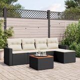 Maison Chic Seti vrtnega pohištva - Vrtna garnitura - Vrtni pohištvo set 6-delna z blazinami črna poli ratan, (21813666) | Shoptok.si