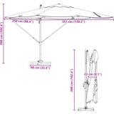 vidaXL Suncobran s pomakom Crni Poliester s metalnim okvirom Velik | shoptok.hr