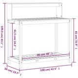  Miza za sajenje s policami 108x50x109,5 cm borovina | Shoptok.si