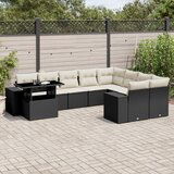 vidaXL 10-dijelni set vrtnih sofa s jastucima crni od poliratana | shoptok.hr