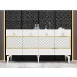 Woody Fashion Ipek - White, Gold WhiteGold Console