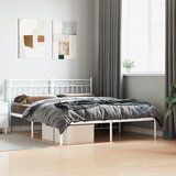 vidaXL Kovinski posteljni okvir z vzglavjem bel 150x200 cm Cene