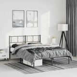  Metalni okvir za krevet s uzglavljem crni 135x190 cm | shoptok.hr