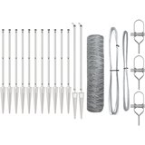 vidaXL Ograda u obliku heksagona 0.6x10 m Pocinčani čelik, Oprema za ograde s šiljkom 7 kom Ø32 mm 80 cm Pocinčani čelik | shoptok.hr