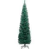 vidaXL Ozka umetna novoletna jelka s stojalom zelena 210 cm PVC | Shoptok.si