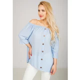 Kesi Elegant women's blouse with buttons - blue,