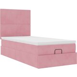 vidaXL Otomanski posteljni okvir z vzmetnicami roza 90x190cm žamet | Shoptok.si