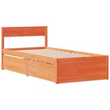  The Living Store Posteljni okvir brez vzmetnice voščeno rjav 75x190 cm borovina - Posteljni Okvir, (21495760) | Shoptok.si