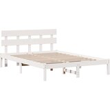  Krevetna konstrukcija Smeđa 140 x 200 cm Čvrsto borovo drvo Bijela | Shoptok.si