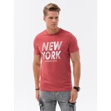 Ombre Men's printed cotton t-shirt - red Cene