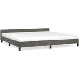 The Living Store Posteljni okvir z vzglavjem temno siv 200x200 cm žamet - Posteljni Okvir Z Vzglavjem, (21490416) | Shoptok.si