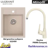 Granitna sudopera kvadratna BEŽ i Slavina - Minotti i ULGRAN U-404-328