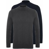 Trendyol Sweater - Dark blue - Fitted Cene