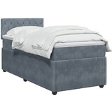 Krevet s box springom madracem i LED-om Tamnosiva 90 x 190 cm - Tamnosiva Jjedan Kristal s dugmadima | shoptok.hr