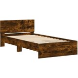  The Living Store Posteljni okvir z vzglavjem dimljen hrast 100x200 cm inž. les - Posteljni Okvir, (21455216) | Shoptok.si