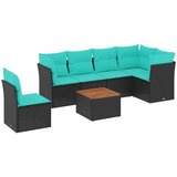  Vrtna garnitura - 7-dijelni set vrtnih sofa od poliratana s jastucima crni - Crna stol + 3x kutna + 3x srednja 1 | shoptok.hr