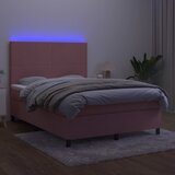  box spring s madracem LED ružičasti 140x190cm baršunasti | shoptok.hr