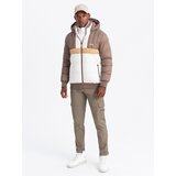 Ombre Colorful retro men's sports jacket - beige and white Cene