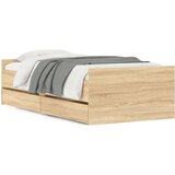 vidaXL Posteljni okvir s predali sonoma hrast 90x200 cm | Shoptok.si