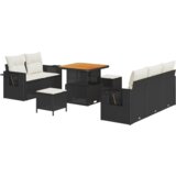 vidaXL set od 8 dijelova kauča s jastučićima crni poly ratan akacija | shoptok.hr