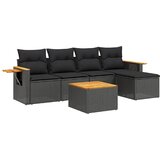  6-dijelni set vrtnih sofa s jastucima crni od poliratana | shoptok.hr