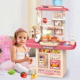 ECO TOYS Dečija kuhinja sa zvukom, LED svetlom, sudoperom i 10 dodataka roze ECOTOYS | ePonuda.com