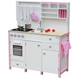  Drvena dječja kuhinja bijelo-roza | shoptok.hr