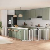 vidaXL Ograda za pse z vrati zložljiva 15 panelov bela 750 cm les | Shoptok.si
