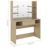 vidaXL Stolić za šminkanje LED 100 x 40 x 135 cm MDF boja hrasta | shoptok.hr