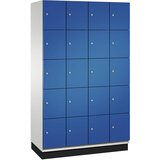 C+P Omara CAMBIO s predelki z zaklepanjem in vrati iz jeklene pločevine, 20 predelkov, širina 1200 mm, korpus svetlo siv / vrata encijan modra | Shoptok.si