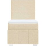 vidaXL Box spring postelja z vzmetnico krem 100x200 cm blago, (21309536) | Shoptok.si