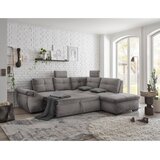 CARRYHOME KOTNA SEDEŽNA GARNITURA, mikrovelur svetlo siva | Shoptok.si