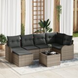  Set vrtnog namještaja od 6 dijelova s jastučićima crni poli ratan | shoptok.hr