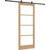 vidaXL Drsna vrata s kompletom strojne opreme 86x211 cm iz trdnega lesa bora | Shoptok.si
