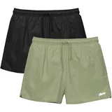 Pull&Bear Kupaće hlače pastelno zelena / crna / srebro / bijela